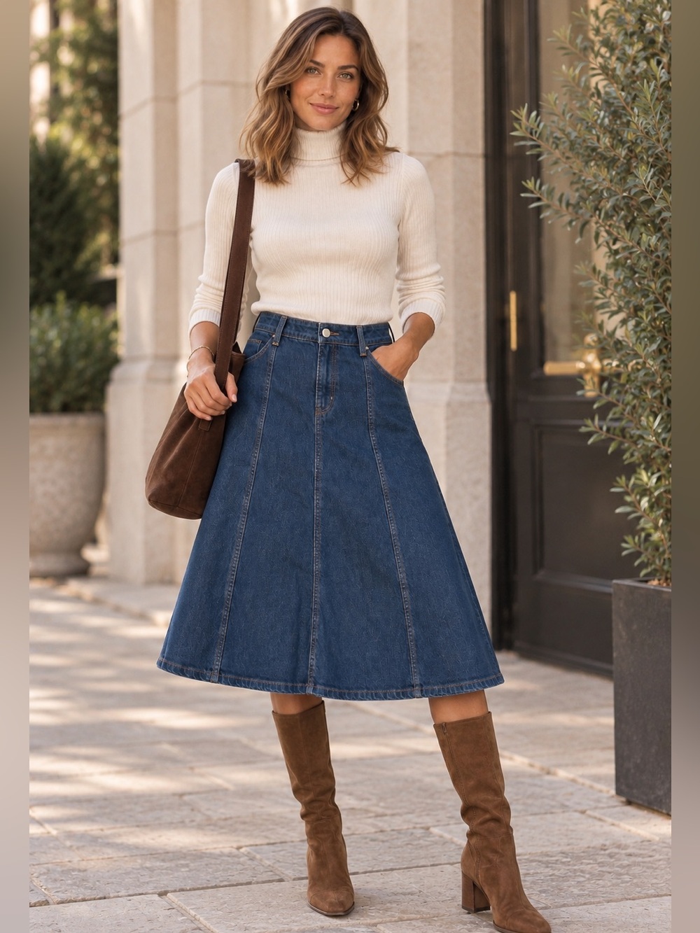 Banana Republic Denim A-Line Midi Maxi Skirt Dark Wash Size 8 NWT